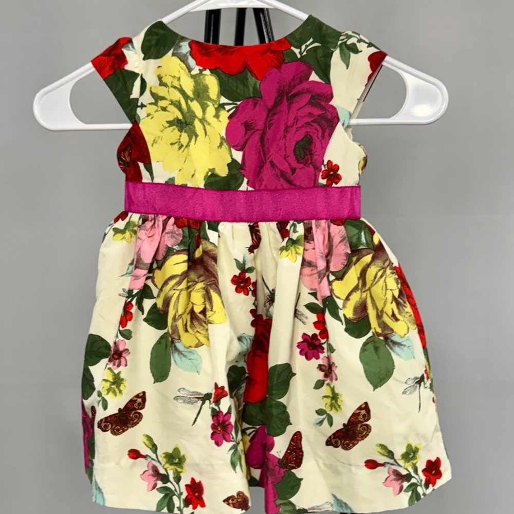 Baker by Ted Baker Cream Floral Dress with Pink Waistband